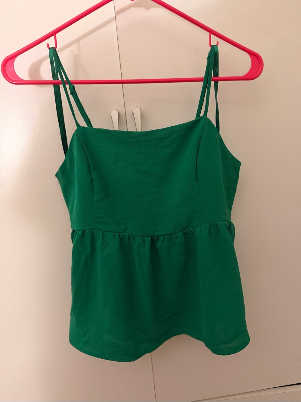 Green Spaghetti Strap Peplum Top